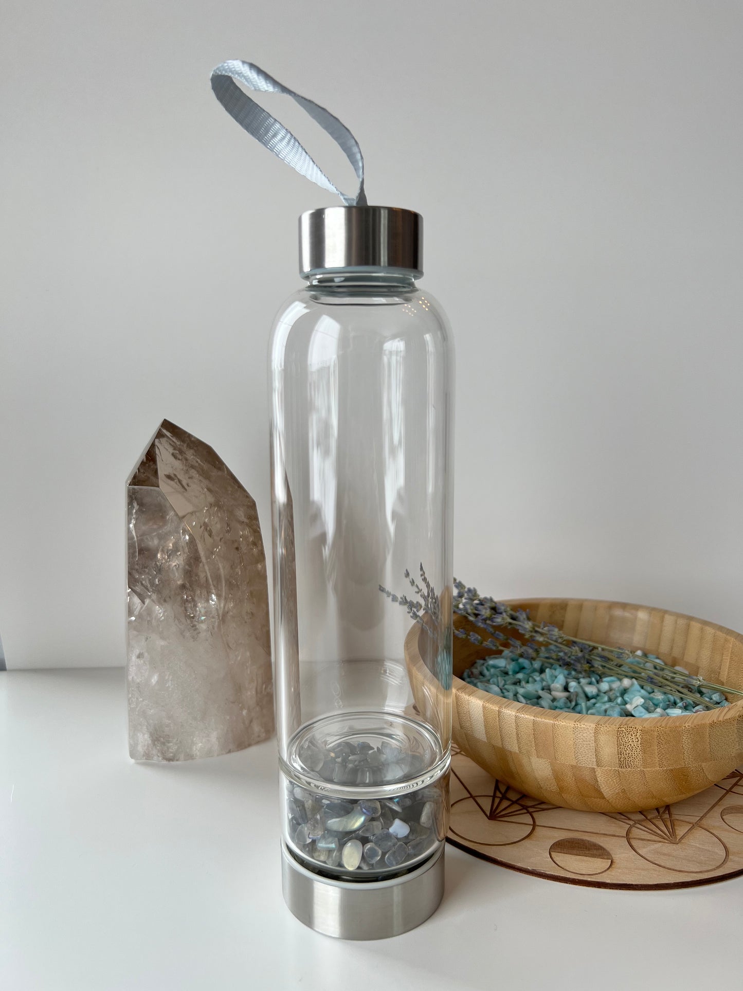 Labradorite Glass Water Bottle