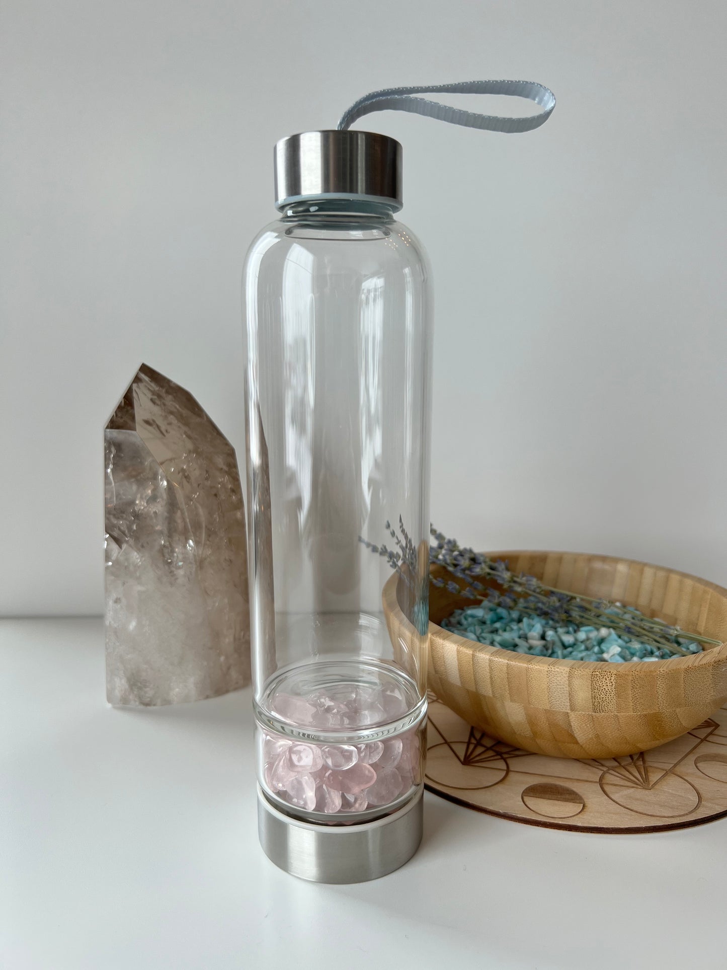 Rose Quartz Glass Water Bottle