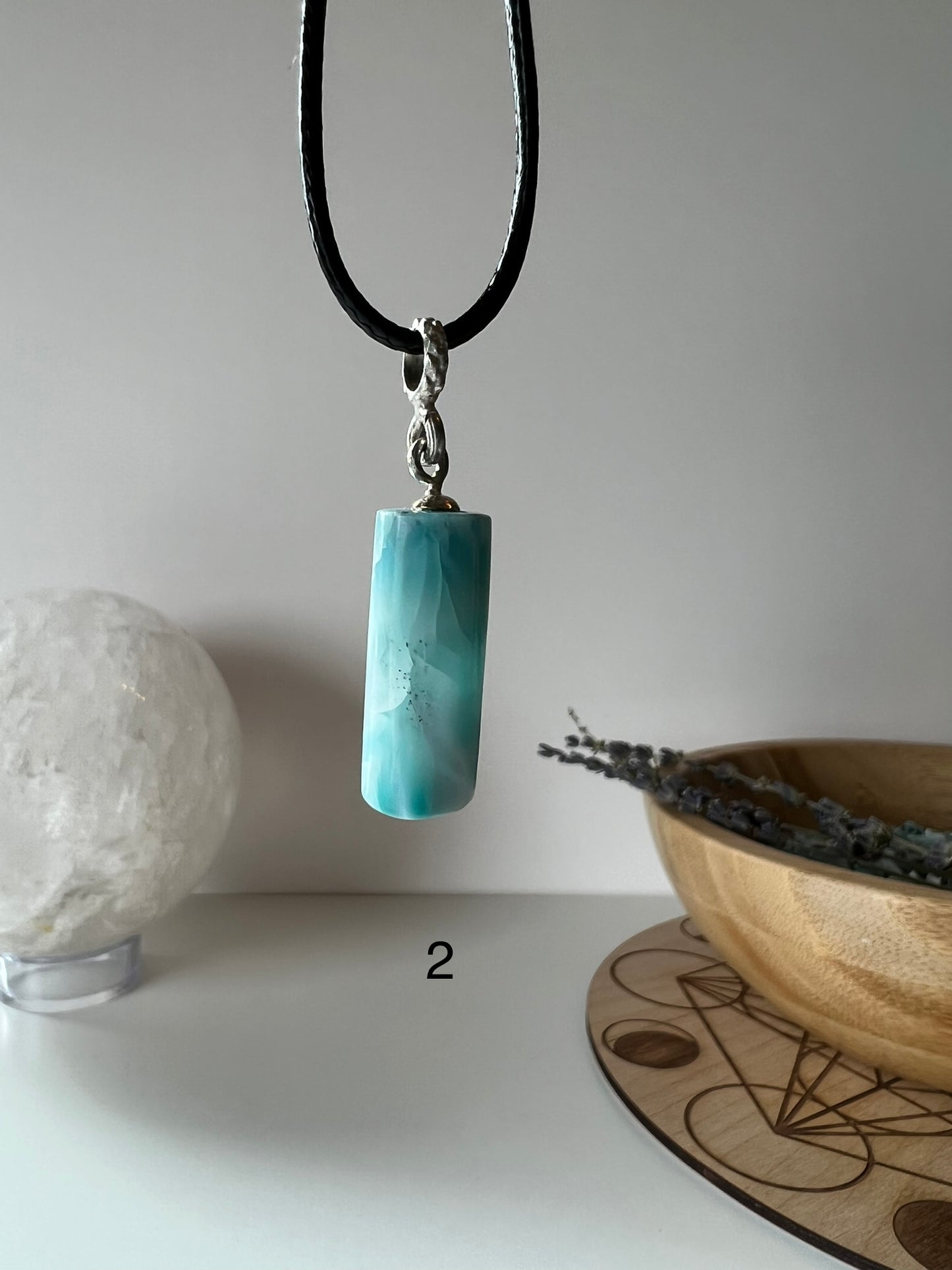 Larimar Cylinder Necklace 2