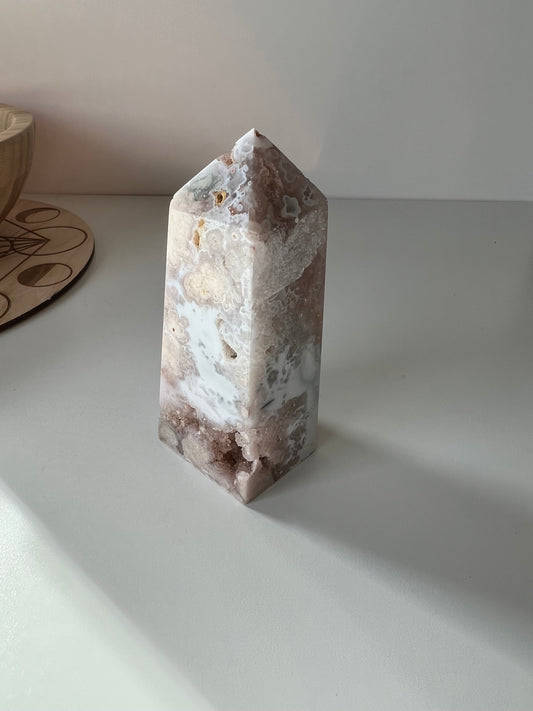 Pink Flower Agate Tower 3