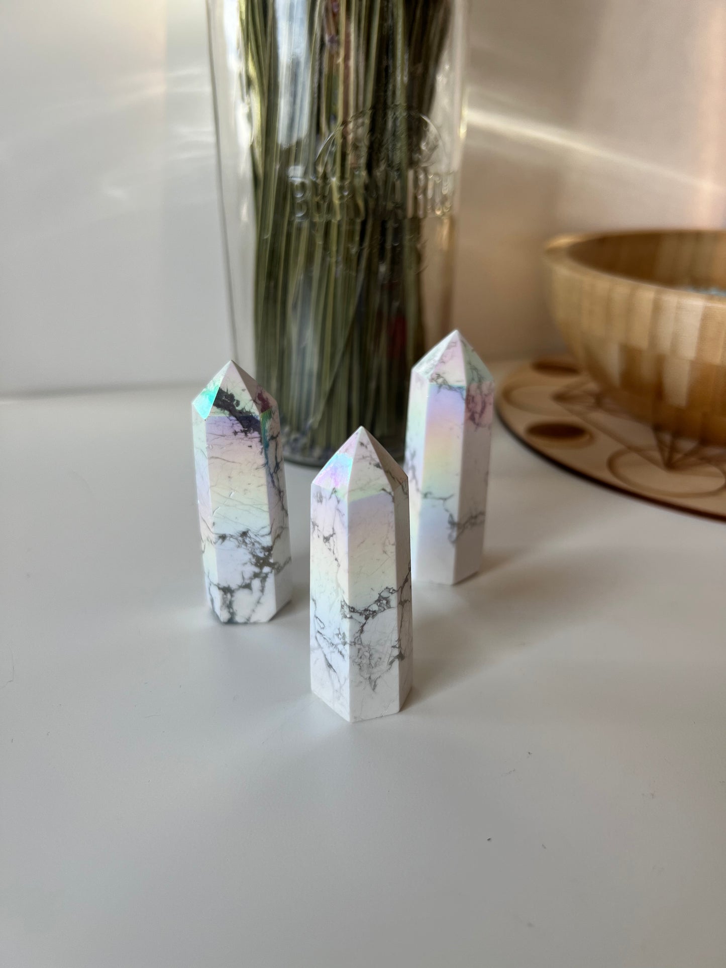 Angel Aura Howlite Mini Tower