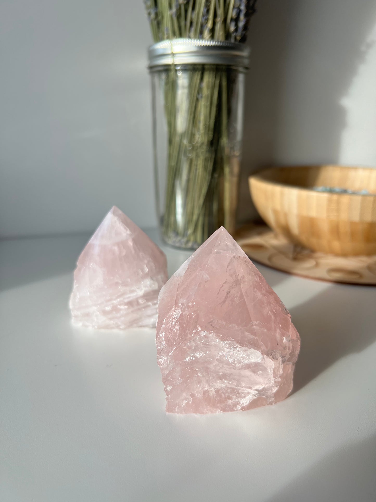 Rose Quartz Half Polished Point